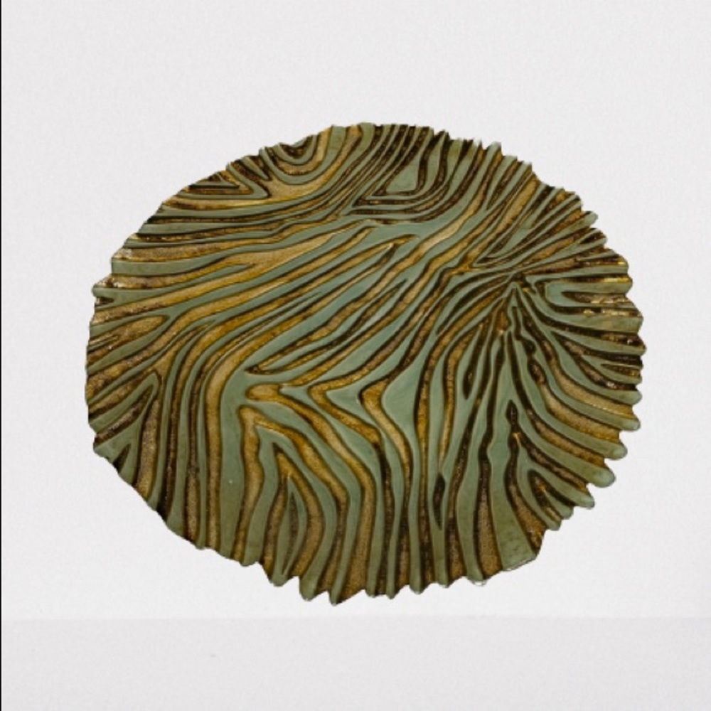 Decorative plate teal and gold stripe